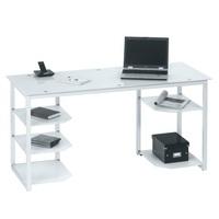 Alyssa Glass Computer Desk In White With Metal Frame