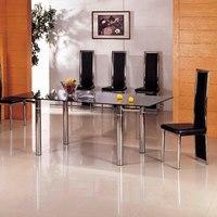 Alicia Glass Extending Dining Table In Clear With 6 G601 Chairs
