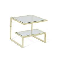 Alana Glass Lamp Table Square In Clear With Gold Frame