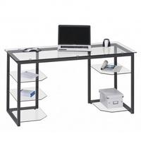 Alyssa Glass Computer Desk In Clear With Anthracite Metal Frame