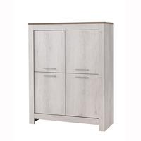 Alpina Modern Bar Unit In White Oak With Distressed Effect Top