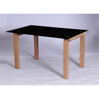 alina small black glass dining table