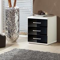 Alton Bedside Cabinet In Alpine White And Gloss Black Fronts