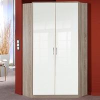 Alton Corner Wardrobe In High Gloss White And Oak With 2 Doors