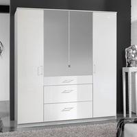 Alton Mirror Wardrobe In High Gloss Alpine White With 4 Doors