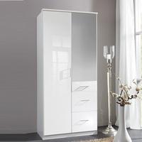 Alton Mirror Wardrobe In High Gloss Alpine White With 2 Doors