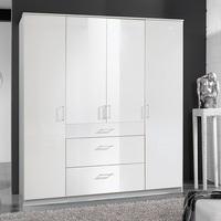 Alton Wardrobe In High Gloss Alpine White With 4 Doors 3 Drawers