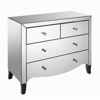 alvaro mirrored wide chest of drawers with 5 drawers