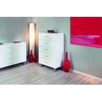 alexa white gloss chest of 5 drawers