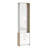Alfred Mirrored Hallway Stand In Brushed Oak And Pearl White