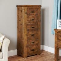 Alena Wooden Chest of Drawers In Rough Sawn Oak With 6 Drawers