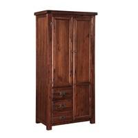 Alexis Wooden Wardrobe In Dark Acacia With 2 Doors And 3 Drawers