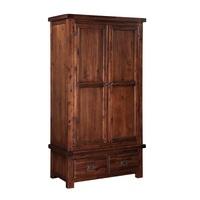 Alexis Wooden Wardrobe In Dark Acacia With 2 Doors And 2 Drawers