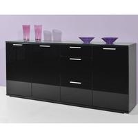 Almeria Sideboard In Black High Gloss With 3 Doors And 3 Drawers