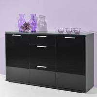 Almeria Sideboard In Black High Gloss With 2 Doors And 3 Drawers