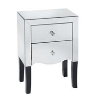 Alvaro Mirrored Bedside Cabinet With 2 Drawers