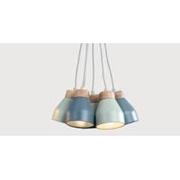 albert cluster pendant lamp muted grey dusk blue and duck egg