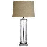 Alona Table Lamp Clear Glass Crystal Accent Stone Linen Shade