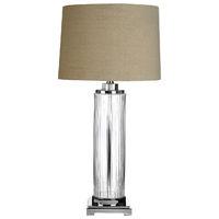 alona table lamp clear glass crystal accent stone linen shade