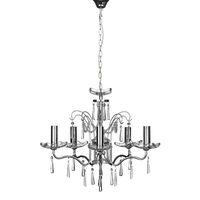 Alexis Chandelier Chrome Iron FrameCrystalGlass 5 Arm