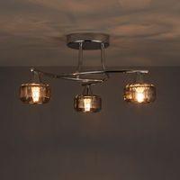 Allyn Clear Chrome & Smoked Glass 3 Lamp Ceiling Light