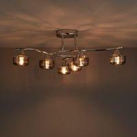 Allyn Clear Chrome & Smoked Glass 6 Lamp Ceiling Light