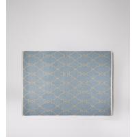 Allegra hand-woven rug in blue trellis