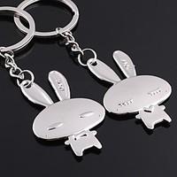 Alloy Silver Plated Rabbit Keychain Key Ring for Lover Valentine\'s Day(One Pair)