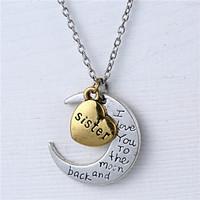 Alloy Heart and Moon Sister I Love You to the Moon and Back Necklace
