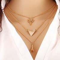 Alloy Gold Layered Chain Necklace with Eiff Towel Pendant