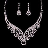 alloy hollow weddingparty jewelry set with rhinestone