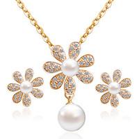 Alloy Bridal Jewelry Sets Golden Necklaces Earrings Wedding