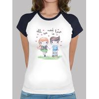 all you need is love- woman, baseball style, white and navy