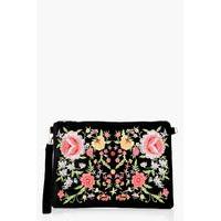 All Over Embroidered Clutch - black