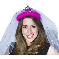 alandra bride to be tiara veil with felt logo