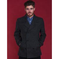 Alaska Double Breasted Wool Blend Peacoat in Grey Check  Tokyo Laundry