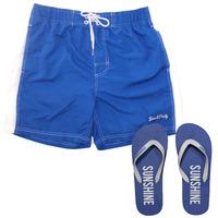 Aloha Hawaii blue swim shorts with matching flip flops