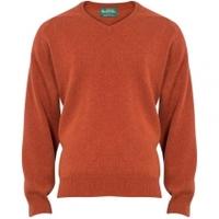 Alan Paine Stratford V Neck Sweater, Russet, Small