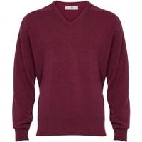 Alan Paine Stratford V Neck Sweater, Bordeaux, Small