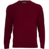 Alan Paine Dorset Crew Neck Sweater, Bordeaux, XL