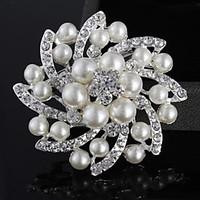 alloysilver platedimitation pearl broochfashion all match flower brooc ...