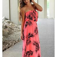 AliExpress explosion models women#39;s chest wrapped hedging tropical print dress female stock