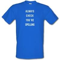 always check youre spelling male t shirt