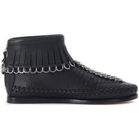 Alexander Wang Black leather Montana fringe mocassin boots women\'s Mid Boots in black