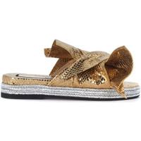 Alessandro Dell apos;acqua NÂ°21 N°21 golden laminated leather slipper with bow women\'s Sandals in gold