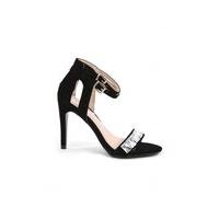 alcen suede high heeled jewelled sandals in black