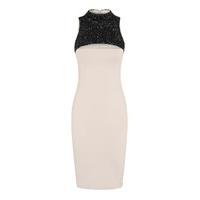 Aloura London Madison Bodycon Dress With Contrast Sequin Detail In Stone