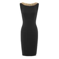 aloura london chelsea bodycon dress with embellished trim in black