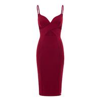 Aloura London Maddox Crossover Front Dress With Cut Out Detail In Dark Red