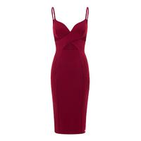 aloura london maddox crossover front dress with cut out detail in dark ...